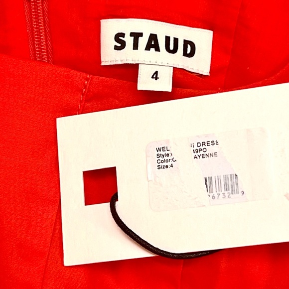 NWT Staud Wells Mini Dress Cayenne - Picture 16 of 16